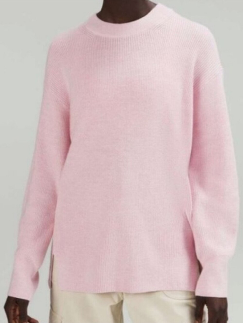 Lululemon Merino Wool Blend Pink Peony Ribbed Knit Crewneck Sweater Size 2